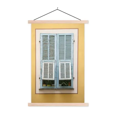 Produktbild von MuchoWow® Textilposter Altes weißes Fenster mit alten Fensterläden 40x60 cm mit holzfarbenen Rahmen - Poster