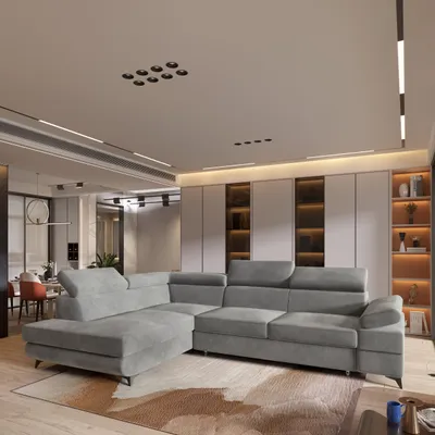 Produktbild von Masseno Ecksofa FAVIEN L-S mit Schlaffunktion L-Form, Sofa mit Bettkasten, Wohnzimmersofa, Couch, Soffa, Bettsofa, Couchgarnitur- Hellgrau, MONOLITH 84