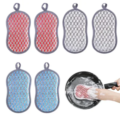 Produktbild von Mikrofaser Spülschwamm - 2 leistungsstarke Reinigungsseiten - Für hartnäckigen Schmutz in der Küche - 6 Stück