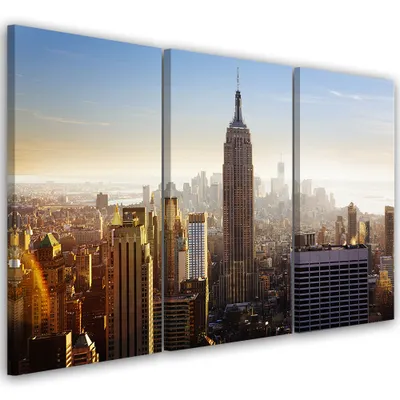 Produktbild von Triptychon auf leinwand städte & architektur - beige 60x40 cm Feeby beige wandbild bereit zum aufhängen