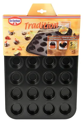 Produktbild von Dr. Oetker Muffinform 24-er Mini Ø 3 cm, Cupcake Form für saftige Muffins, Muffinblech mit Antihaftbeschichtung