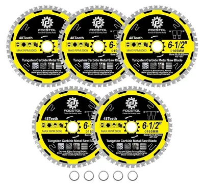 Zdjęcie produktu dla Piła tarczowa do metalu, 165 mm x 20 mm, 48 zębów, zestaw 5 sztuk