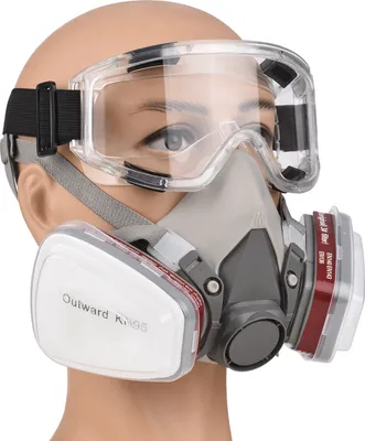 Produktbild von Wiederverwendbare Halbmaske 6200, Gasmaske, Atemschutz, mit Sicherheitsbrille für Malen, Schweißen, Holzarbeiten