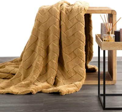 Produktbild von Kuscheldecke CARO – weiche & warme Decke für kalte Tage 150X200 cm honig