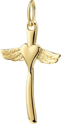 Produktbild von Kreuz Anhänger Gold 333 mit Herz und Engelsflügel