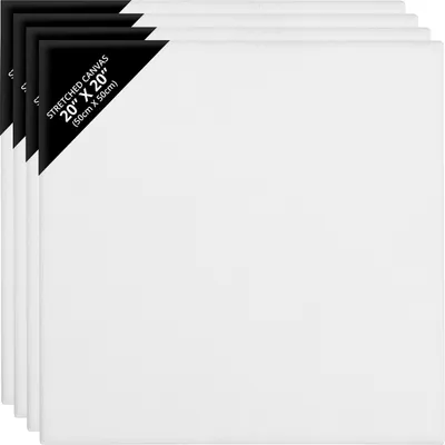 Produktbild von Belle Vous 4 Stk Leere Leinwände zum Bemalen – 50 x 50 cm – Vorgespannte Große Leinwand – Leinwände für Acrylfarben, Ölgemälde, Skizzen und