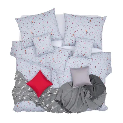 Produktbild von SCANquilt povlečení SATÉN PLUS ptáčci šedá 100% dlouhovlákná česaná bavlna 140 x 200/70 x 90 cm