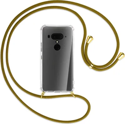 Produktbild von Handykette Backcover-Schutzhülle mit Band (Metall goldfarben) für HTC U12 Plus - khaki