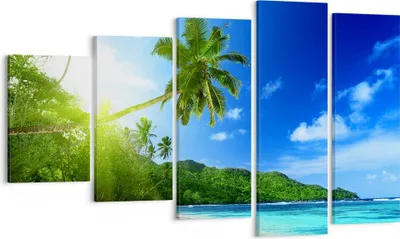 Produktbild von Bild auf Leinwand - Leinwandbild - Baum Dschungel Welle Landschaft - 100x60cm - Wand Bild - Wanddeko - Leinwanddruck - Bilder - Kunstdruck - Leinwand bilder - Wandkunst - EG100x60-3169