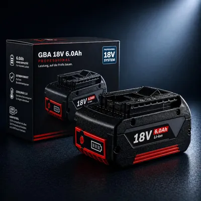 Image de Batterie système 6,0 Ah 18 V compatible GBA avec Bosch Professional – Batterie de rechange Li-Ion avec indicateur LED et longue autonomie