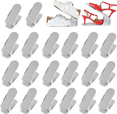 Produktbild von DEULINE 20 x Verstellbarer Schuhschlitz Schuhregal Schuhstapler schuhaufbewahrung Schuhorganizer Schuhhalter Farbe: Grau 521132