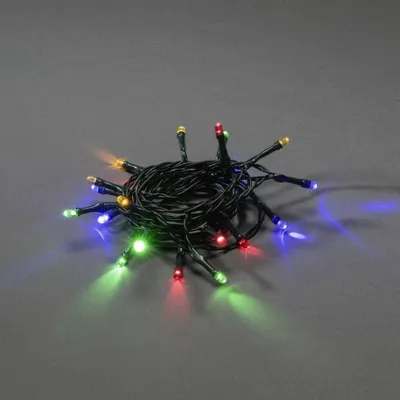 LED-Lichterkette, 10 bunte Dioden, Timer, 1,85 m, grün, Indoor