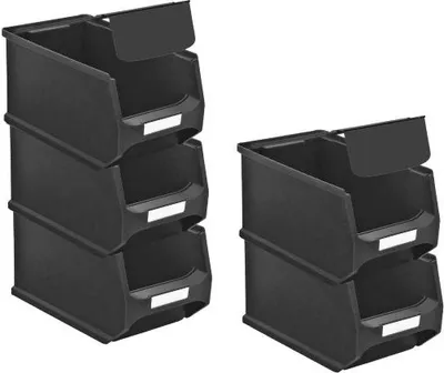 Produktbild von SparSet 5x Leitfähige Sichtlagerbox 3.0 mit Abdeckung | HxBxT 12,5x14,5x23,5cm | 2,8 Liter | ESD, Sichtlagerbehälter, Sichtlagerkasten, Sichtlagerkastensortiment, Sortierbehälter