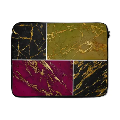 Produktbild von MuchoWow® Laptop Hülle 15 Zoll Marmor - Gold - Collage Laptoptasche - Laptoptasche - Sleeve - Rundum-Schutz