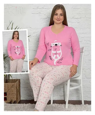 Produktbild von Damen Pyjama Schlafanzug Rosa XXL 2-Teiler Set L-38