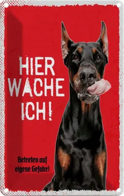 Produktbild von vianmo Blechschild 18x12 cm Dobermann hier wache eigene Gefahr Hund