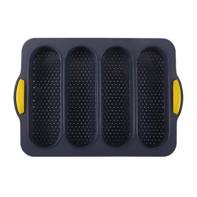 Produktbild von 4 Grids Food Grade Baguette Backschale Silikon Anti-Scenen-Brot-Backform für das Restaurant-Grau