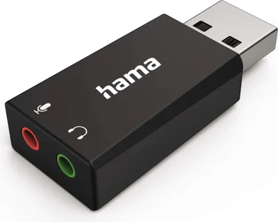 A black Hama USB sound card adapter is shown on a white background.