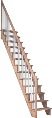 Produktbild von Dolle Raumspartreppe Lyon inkl. einseitigem Geländer Buche unbehandelt Treppenlauf gerade 65cm breit Metallstäbe