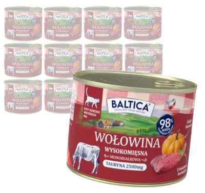Produktbild von Baltica Regionale Geschmacksrichtungen Rindfleisch 12x185g Getreidefreie Feuchtnahrung für sterilisierte Katzen