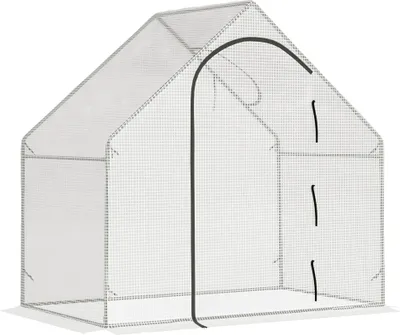 Produktbild von Gewächshaus, begehbar, 1,80 x 1,00 x 1,68 m, Foliengewächshaus, robuste Plane, Weiß