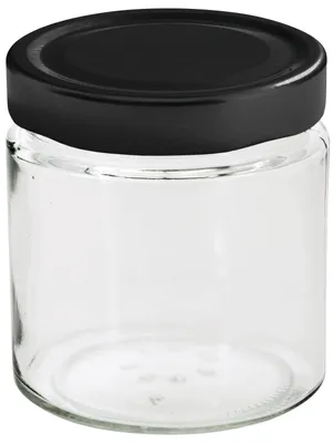Produktbild von Einkochwelt Hochrandgläser mit Deckel 12 Stück, 220 ml, mit Deckel schwarz