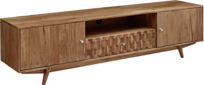 Image de MASSIVMOEBEL24 | Meuble TV 188x40 Acacia laqué Bois naturel MOSAYK #105