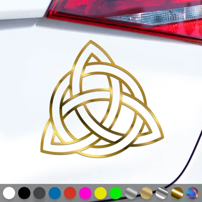 Produktbild von PantherPixel Keltischer Knoten Aufkleber Triqueta Kelten Sticker Auto Geschenkidee Farbe Chrom-Gold