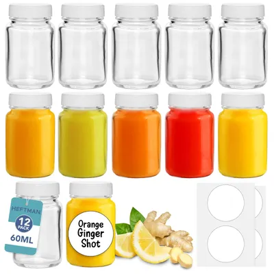 Image de Omgoods - Bouteilles à shots en verre avec bouchons - Lot de 12, contenance 60 ml
