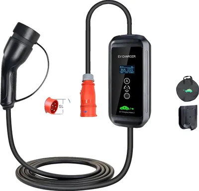 Produktbild von EV-Ladegerät, einstellbarer Strom, Timer-Funktion, schwarz, Typ2