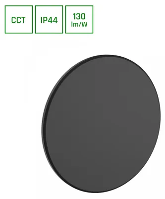 Productafbeelding van Spectrum LED buitenlamp, wandlamp, model Piatta, zwart, rond, diameter 25 cm, IP44, 18W, 2350lm, kleurtemperatuur: 3000K/4000K/6000K