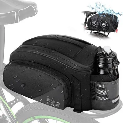 Produktbild von Unyqoos® wasserdichte Fahrradtasche 12 L – 900D Oxford mit PolyurethanFolie, Regenhülle, reflektierende Streifen, Flaschenhalter & verstellbarer Schulterriemen