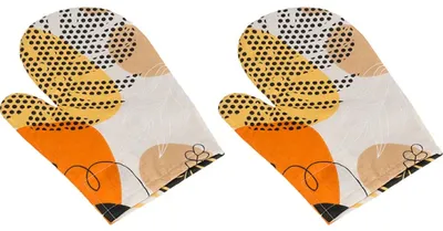 Obrázok produktu pre Kuchynské chňapky - 2 ks - 28x18 cm - oranžová, béžová, biela