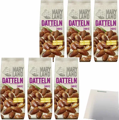 Produktbild von Maryland Datteln 6er Pack (6x400g Beutel) + usy Block