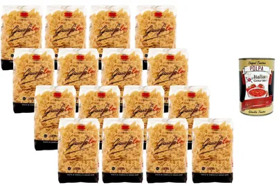 Produktbild von Italian Gourmet Farfalle Nr. 78 16 x 500 g – Klassische Schleifenpasta aus Hartweizengrieß, ideal für Pesto, cremige Saucen & Pasta-Salat, al dente Genuss als Großpackung + Italian Gourmet Polpa