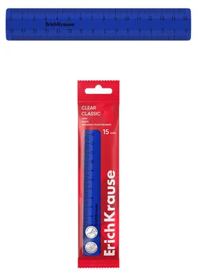 Lineal aus Kunststoff 15cm doppelseitig Blau