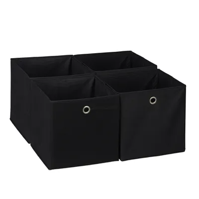 Zdjęcie produktu dla Kosz do przechowywania - zestaw 4 sztuk - składany - 30x30x30 cm - na ubrania - zabawki - czarny