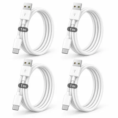 Produktbild von 4x USB-C Ladekabel 1m – USB-A auf USB-C Ladekabel – Lade- & Datenkabel für iPhone 15 bis 17 Pro Max, Samsung, Huawei, Xiaomi und mehr