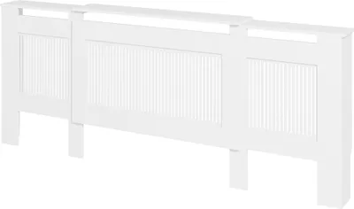 Produktbild von Heizkörperverkleidung, Lamellendesign, verstellbare Länge 125-201 cm, MDF, Weiß