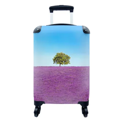 Produktbild von MuchoWow® Koffer Handgepäck Trolley Rollkoffer Kleine Reisekoffer mit 4 Rollen - Baum - Lila - Himmel - Lavendel - Cabin Size < 55x40x23 cm & 55x40x20 cm - Fotokoffer - Kabinenkoffer - Boardgepäck - Reise-Box - Reisekoffer - Reisegepäck - Koffer mit Bild - Trolley für Kinder