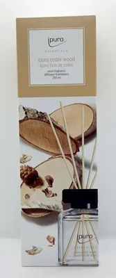 Zdjęcie produktu dla ipuro ESSENTIALS cedar wood, Butelka na perfumy, Dyfuzor z zapachem trzcinowym, 0,2 l