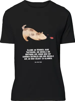 Produktbild von Mr. & Mrs. Panda Größe M T-Shirt Hund Marienkäfer - Schwarz - Geschenk, Sprüche, Zuversichtlich, Positiv, Shirt, Hunde, Tshirt, mit Spruch, Mischlinghund, Herren