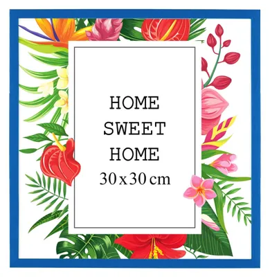 Obrázok produktu pre MG Design, modrý rám na obrázky, 30 x 30 cm – vyrobený z prírodného dreva s akrylsklom, určený na zavesenie aj na postavenie, vhodný na fotografie, plagáty a puzzle