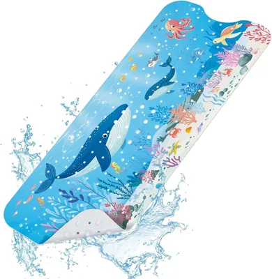 Zdjęcie produktu dla Omgoods - Antypoślizgowa mata do kąpieli dla dzieci, 100 x 40 cm, z motywem wieloryba