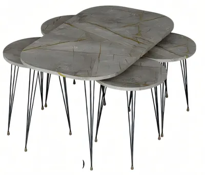 Image de Table basse en bois gris moderne avec set de tables d'appoint