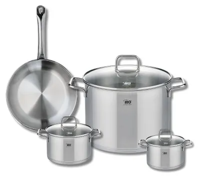 Image de Ensemble de 1 Poêle de cuisson 24 cm et 3 faitouts 12, 14 et 26 cm Elo Profi Citrin