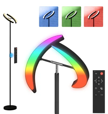 Produktbild von HOMCOM LED Stehlampe Wohnzimmer RGB mit 350° drehbarer Doppelkopf, Fernbedienung