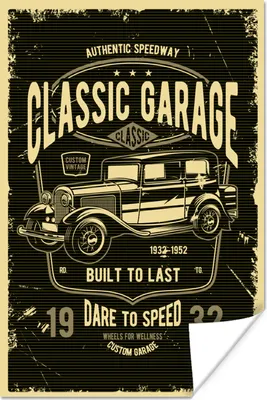 Produktbild von MuchoWow® Poster Mancave - Auto - Retro - Garage 80x120 cm - Papierdruck