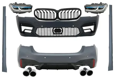Productafbeelding van Bodykit voor BMW 5-serie G30 (2017-2019), inclusief bumpers en gril in M5 LCI-design (facelift model van 2020).