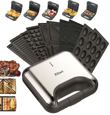 Produktbild von Opiekacz do kanapek Zilan 5w1 | grill kontaktowy | opiekacz do kanapek | gofrownica | 800 watów